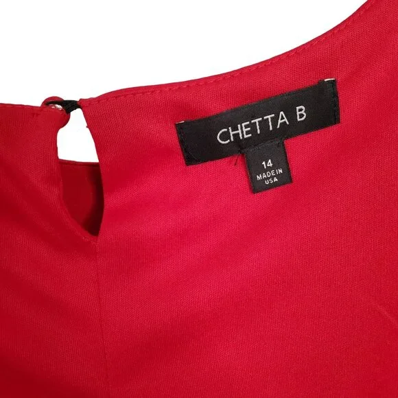 Chetta B 14 Dress Draped Stretch Jersey Knit Side Gathered Tie Ribbon Belt Party - Picture 4 of 8